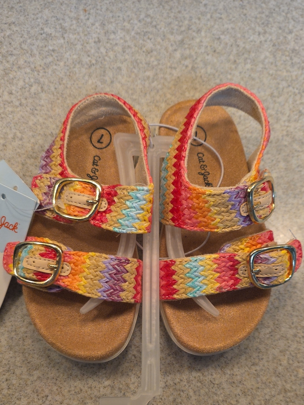 Cat & Jack Multicolor Rainbow Woven Buckle Sandals